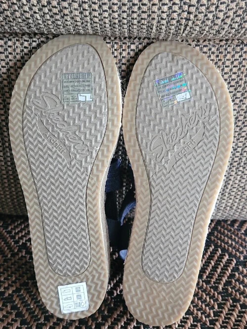 Skechers Cali x Martha Stewart Arch Fit Beverlee Wedge Sandals Navy Blue Sz 7.5
